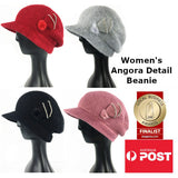 Women's Capped Angora Beret with Diamante Detailing