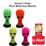 Unisex 3 Hole Knitted Fluro Neon Balaclava Beanies