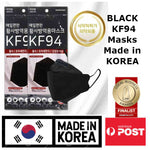 5x Pieces BLACK KF94 Face Masks MADE IN KOREA