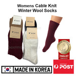 Women's Premium Cable Knit Wool Dress Socks Made in Korea