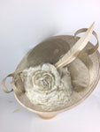 Scala Sinamay  Big Flower Fascinator Hat Beige