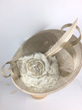 Scala Sinamay  Big Flower Fascinator Hat Beige