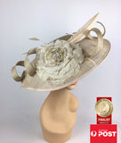 Scala Sinamay  Big Flower Fascinator Hat Beige