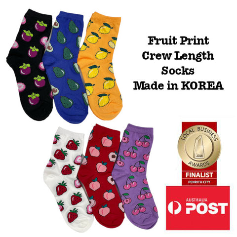 Women's Colourful Fruit Print Crew Socks