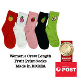 Women's Fruit Print Ribbed Ankle Crew Socks