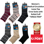 Women's Premium Cotton Loose Top Healthy Socks with Rolled Cuff