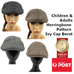 Children & Adult's Unisex Herringbone Pattern Ivy Cap Golf Beret Gatsby Hat