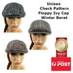 Unisex Check Pattern Floppy Ivy Cap Winter Golf Beret