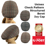 Unisex Check Pattern Structured Ivy Cap