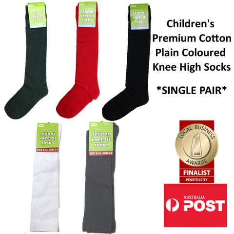 Children's Plain Coloured Knee High Socks