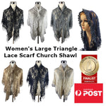 Women's Large Triangle Lace Scarf Catholic Mass Veil