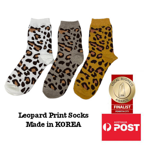 Women's Leopard Print Crew Length Socks