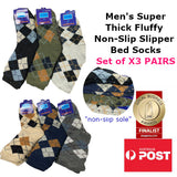 Men's Super Fluffy Thick Non-Slip Bed Socks Slipper Socks SET OF 3x PAIRS