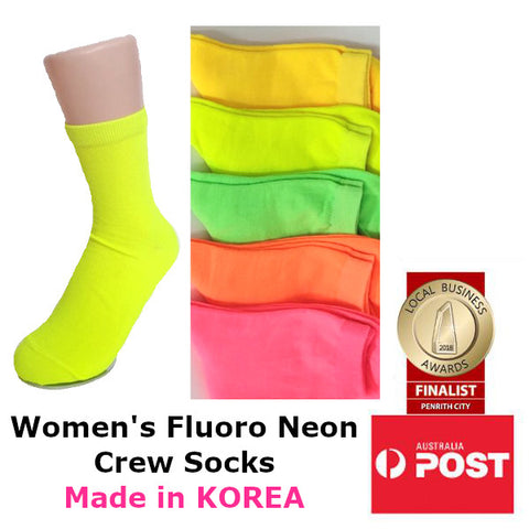 Women's Fluoro Neon Colourful Crew Socks