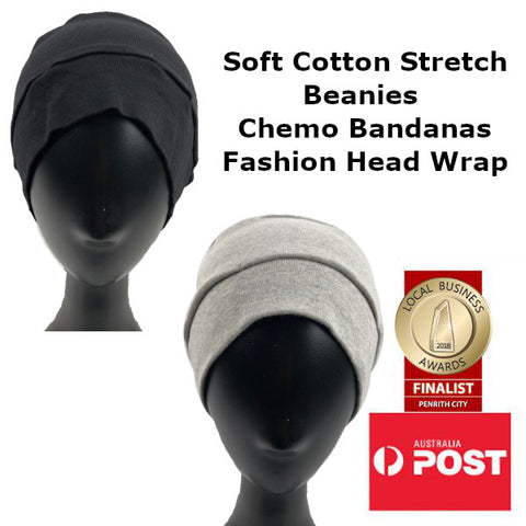 Women's Soft Cotton Cinched Beanie Chemo Head Cover Stretch Bandana