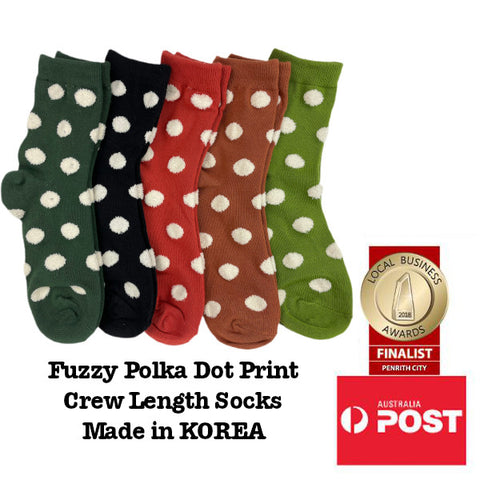 Women's  Colourful Fuzzy Polka Dot Crew Length Socks