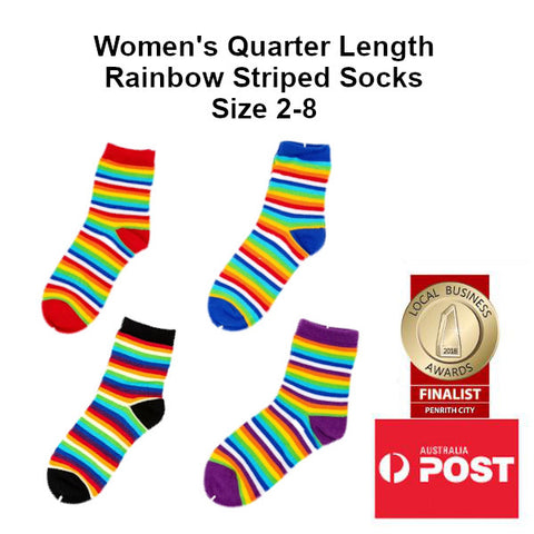 Women's Quarter Length Rainbow Striped Socks