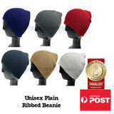 Unisex Short Ribbed Plain Beanie