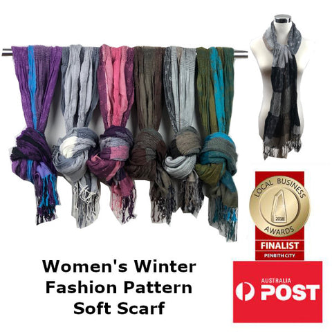 Women's Winter Colourblock Pattern Crinkle Effect Fashion Scarf