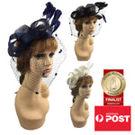 Women's Sinamay Bow & Feather Fascinator Headband