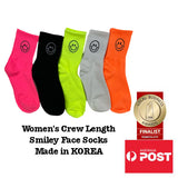 Women's Smiley Face Ribbed Ankle Crew Length Socks