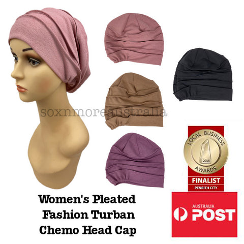 Women's Pleated Beanie Chemo Head Cover Stretch Bandana