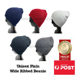 Unisex Short Wide Ribbed Plain Beanie